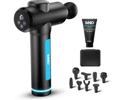 Sanbo Massage Gun Gen 4 - Incl. Massage Balsem - 30 Intensiteitsstanden en 8 opzetstukken - Professioneel Massage Apparaat - Massageapparaat Massagegun - Massage Pistool - Zwart