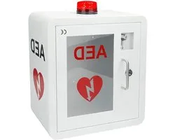 AED Opbergkast - Hart Defibrillator Box - Veilige Opslag - Met Alarm - 40x35x20cm - Wit