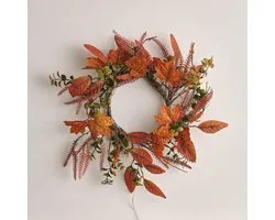 Lights4fun 40cm Artificial Autumn Winter Maple Leaf Mixed Foliage Front Door Wreath Indoor & Outdoor Decoration