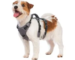 Huntboo Escape Proof Dog Harness Medium, Anti-Pull Dog Harness with Handle, Breathable, Adjustable, Reflective, Lightweight Dog Harness for Small and Large Dogs Outdoor (Black)
