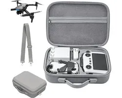 Sac DJI Mini 4 Pro - Sac de rangement pour drone - Convient pour DJI Mini 3, Mini 3 Pro & Mini 4 Pro - 3 compartiments - Bandoulière réglable - Similicuir - Gris