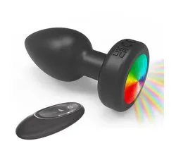Plug vibrant en Siliconen avec base lumineuse, télécommande sans fil, masseur anal rechargeable, stimulation du point G pour hommes et femmes, Jeux de lit Happy Bed