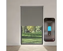Eve Motionblinds (Matter) - Store enrouleur électrique intelligent pour intérieur, application/commande vocale, horaires, occultant, batterie rechargeable, libre, fixation par vis, automatisations, nécessite un hub, gris - 190x190cm