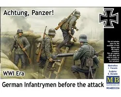 Master Box Modelbouwpakket Militaire voertuigen - 35256 Achtung Panzer! - Duitse Infanteristen voor de Aanval WWI - 4 Figuren Plastic - 1:35 - Modelbouw