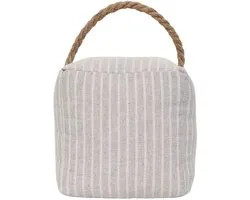 Luance Deurstopper Kubus - grijs gestreept - stof - 1 kilo - D10 x 23 cm