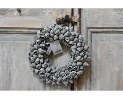 Couronne - Krans 'Coco Fruit' Ø 40cm, Grey mist / licht grijs.