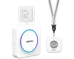 SINGCALL Emergency Call Button SOS Alarm Button Panic Button Wireless Alarm Home Emergency Call Nursing Call for Elderly/Seniors,32 Melodies&0-100dB Volume,1 Portable Receiver + 1 Call Button