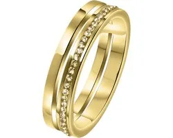 Lucardi Ringen  - Stalen ring goldplated 2rij met light colorado