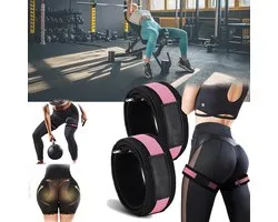Vitdipy - Bandes de résistance - 2 pièces - Réglables - Booty Band - BFR - Élastique de Fitness - Rose/ Zwart