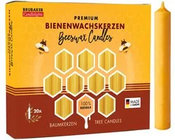 BRUBAKER kerstboomkaarsen bijenwas 20-pack