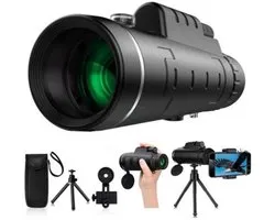 Jumelles professionnelles HD 40x60 – Mini monoculaire de poche avec vision nocturne, étanche et zoom réglable, fixation pour smartphone pour la chasse, le camping et l'observation des oiseaux