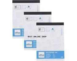Office Essentials Schrijfblok A6 - 100 vellen - 3 stuks in een blister