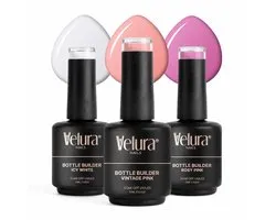 Velura® Bottle Builder (BIAB) Set - Builder in a Bottle - All-Time Faves Set - 3x15ml Kleuren - Liquid Builder Gel - BIAB Gel Nagels - Flexibel & Dimethicone Hechting - HEMA- & TPO-vrij