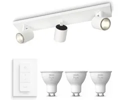 Philips Hue Runner Opbouwspot (Wit) - Warmwit Licht - Incl. Hue Dimmer Switch - Plafondspot met 3 Lichtpunten - GU10 - Hue White