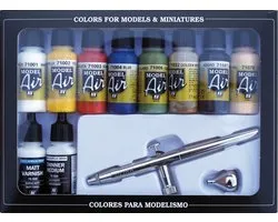 Vallejo 71167 Basic Model Air Color -10x17ml Acryl avec kit de Peinture pour Pistolets