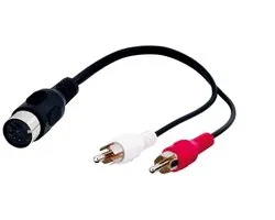 DIN 5-pins (v) - Tulp stereo 2RCA (m) audio adapter (afspelen) / zwart - 0,20 meter