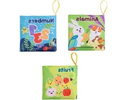 Interactief Babyboek Set van 3 Stuks, Sensory Boek met Geluid, Educatief Speelgoed voor 0-6 Maanden, Leer Getallen en Dieren