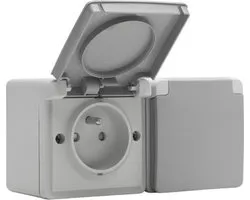 New Hydro double prise murale pour jardin, garage - GRIS - NIKO (2 entrées)