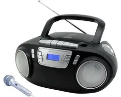 Soundmaster SCD5800SW - Boombox met FM-radio, cassettespeler, CD en externe microfoon, zwart