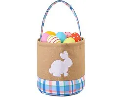 Aitsite Easter Bunny Basket Bags, Reusable Eggs Easter with Handles for Kids on Egg Hunting, Jute Tote Bags Perfect for Girls and Boys Storage Grocery Candy Bag Gifts