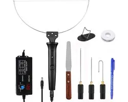 LotaHome - Coupe-polystyrène 4 en 1 - Set de 10 pièces - Découpe précise - Coupe-polystyrène et coupe-mousse - Avec contrôle de température - Coupe-polystyrène électrique - Machine à graver - Diverse accessoires - Set complet - Professionnel - Zwart