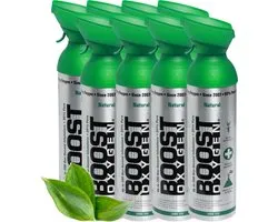 Boost Oxygen - Large 9L - Natural - 95% Pure Zuurstof - 1600 inhalaties van 1 sec - Zuurstoffles - Aerosoltoestel - Powerbreathe - Longtrainer - Concentrator - Ademhalingstrainer - Ademhalingsondersteuning - Sport herstel, Hoogte en Gezondheid -8x 9L
