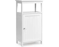 LUXGOODS Meuble de salle de bain, Meuble de rangement pour meuble de salle de bain, Meuble autoportant multifonctionnel avec porte simple et étagère réglable, Meuble de salle de bain pour salon Chambre Salle de bain, Blanc