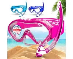 SnelShoppen - Kinderen Snorkelset Duikbril met Neusbrug - Gecertificeerd Snorkelmasker voor Meisjes en Jongens - Zwembril voor Zwemmen, Duiken, Vakant