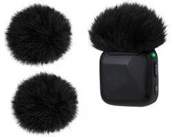 Compatibele Windschuim voor DJI Mic Mini - 2 Stuks Fuzzy Microfoon Windscreen voor Vloggen en Streaming, Zwart, Ideaal voor Geluidsopname en Bescherming tegen Windruis