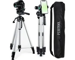 PIXETOOL Universeel Camera en Telefoon Statief 172cm - Spiegelreflex - Incl. Smartphone Houder - Smartphone Statief - Tripod Statief - Gsm Statief - Camera Houder