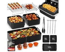 UNBOX Airfryer Accessoires - Geschikt voor Ninja Foodi Flexdrawer AF500EU - Tristar 10L - Cosori Twinfry Dubbele Airfryer XXL - Incl. Siliconenvormen, E-receptenboek, BPA vrij