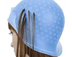 nifkos - Herbruikbare Highlighting Cap met Metalen Naald – Blondeermuts voor Haar Kleuring en Markering - tipping cap met metalen naald - coupe soleil muts haarverf - highlight cap -highlights haarkleuring blue