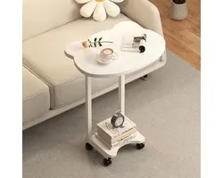 Table Basse Créative Design Panda – Table d'Appoint Mobile Style Crème – Adorable Table de Canapé à Roulettes – Blanc