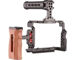 Aluminium Camera Rig met Houten Handgreep voor Sony A7R III, A7 II en A7III - Professionele Video Accessoires en Stabilisatie