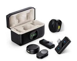 2-Pack Draadloze Microfoon met Oplaadcase - Geschikt voor Apple , Samsung, Laptop - Bluetooth Mini Microfoon - Podcast Microfoon