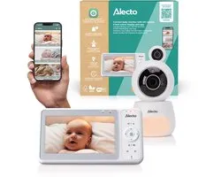 Alecto DVM2060 Dual Mode Babyfoon met Camera & App - 5″ HD Scherm - Full HD 1080p - Pan & Tilt - Nachtzicht - Terugspreken - Uitbreidbaar tot 4 Camera’s - Wit