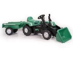 Dolu Pedaal Trekker Graafmachine + Aanhanger Groen
