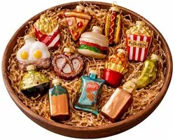 Mica Decorations Decoratie ornament fastfood goud 12 stuks