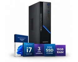 Business Office PC i7 - ScreenON Ultra Slim - Intel Core i7 - 16GB RAM - 512GB SSD M.2 - Windows 11 Pro - Wifi & Bluetooth - DVD±RW - Zakelijke Werkcomputer - Kantoor Desktop PC - Thuiswerk Computer - Administratie PC - MKB - ZZP - Bedrijf