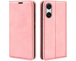 MobyDefend Hoesje - Geschikt voor Sony Xperia 10 VI - Luxe Wallet Bookcase (Magnetische Sluiting) - Roze