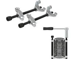 Cheqo® Spring Compressor Set 300mm - Partner parfait pour Maintenance et les réparations automobiles - Ressort - Bobine - Pince à ressort - Compresseur de ressort automatique - Amortisseur - 2 pièces