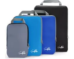 Packing Cubes met Compressierits - Set van 4 Compressie Cubes voor Koffer - Compression - Multi Color - Sunflake