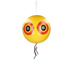 Knock Pest Control Ballon anti-oiseaux – Effaroucheur de pigeons – Épouvantail avec reflet et contraste de couleurs – Corbeaux, hérons, étourneaux - Réfléchissant et scintillant – Jaune/rouge
