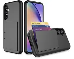 Étui de téléphone Smartphonica adapté au Samsung Galaxy A54 en TPU solide avec porte-cartes - Étui solide en TPU avec fente pour carte - Zwart adapté au Samsung Galaxy A54 5G