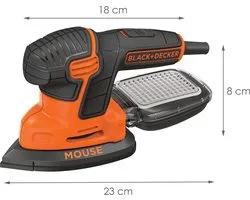 BLACK + DECKER BLACK+DECKER 55W Mouse™. klittenband voor papierbevestiging. Stofopvangsysteem - KA2000-QS