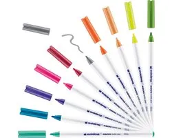 edding 4600 textielstift assorti fun kleuren set - ronde punt - 1 mm - set van 10 stuks - kleding versieren - textielstiften wasmachinebestendig (60°C) om op textiel te tekenen - na het strijken wasmachine bestendig