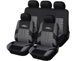 Universele autostoelhoezen set - 9 stuks, grijs met tire tracks