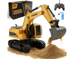 Boncy® RC Graafmachine Speelgoed - Bestuurbare Graafmachine voor Kinderen & Zandbak - Vrachtwagen Voertuigen Afstandbestuurbaar - Tractor Buitenspeelgoed - Bestuurbaar Kraan Jongens Meisje - Afstandsbestuurbaar Elektrisch Robot Auto Afstandsbediening
