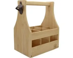 UNUS® Porte-bouteilles en bois de bambou 6 bouteilles de bière avec décapsuleur