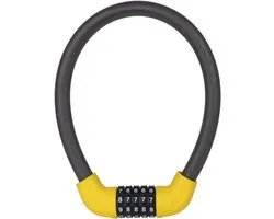 Chesoon Kabelslot, resetbaar, 5-cijferige code, anti-shear, robuust composietmateriaal, stalen kabel, gewicht 310 g, lengte 57 cm, gele versie voor racefiets, mountainbike
